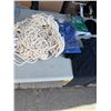 Image 2 : Table linens, shirts, scarf, toque, dress shirt, and hammock