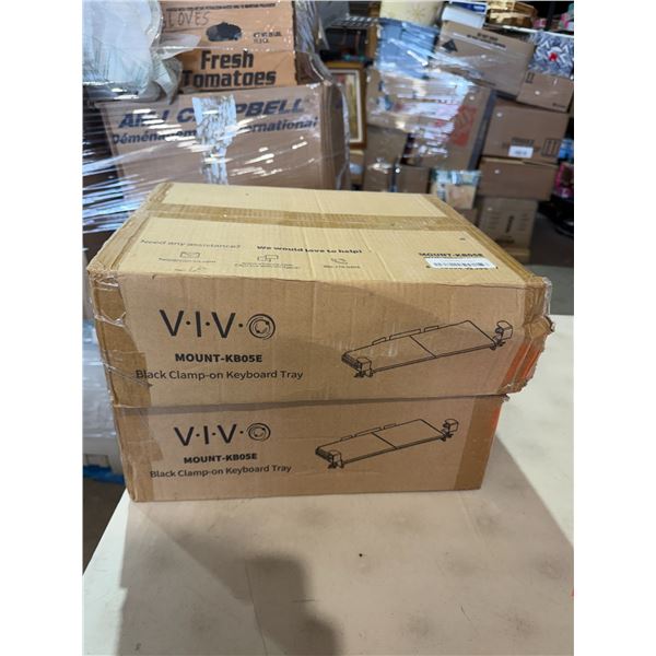 2 VIVO black clamp on keyboard trays