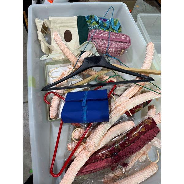 Bags, hangers, and storage bin with lid