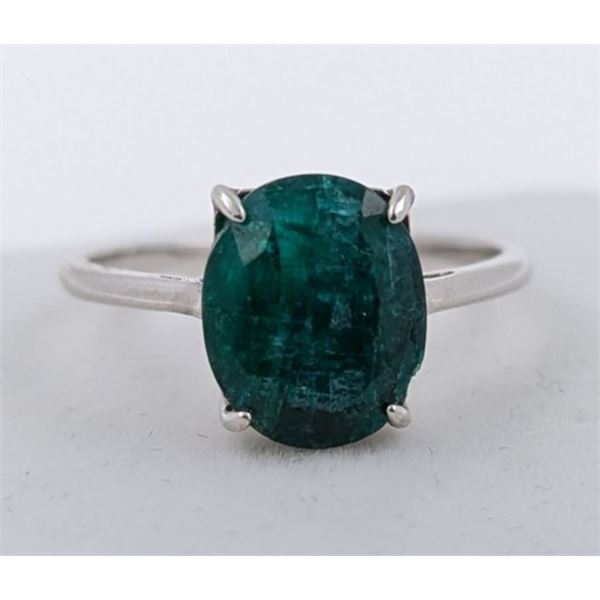 $5,260 Appraisal - 2.5 ct Cert. Silver Emerald gemstone Ring