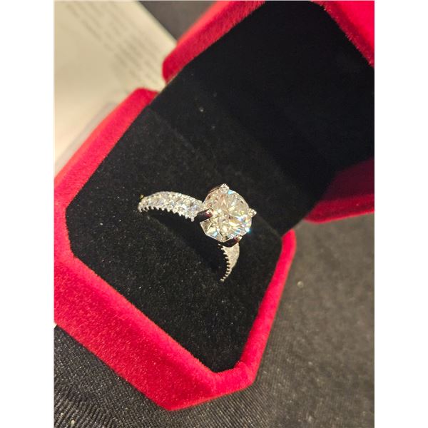 3.00 CT ROUND CUT MOISSANITE STONE  IN 925 SILVER RING SIZE 7.25 RETAIL VALUE $1,875.00
