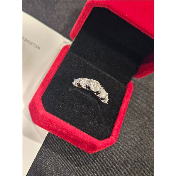 3.60 CT TW ROUND CUT MOISSANITE STONES SET IN 925 SILVER RING SIZE 7 RETAIL VALUE $2,100.00