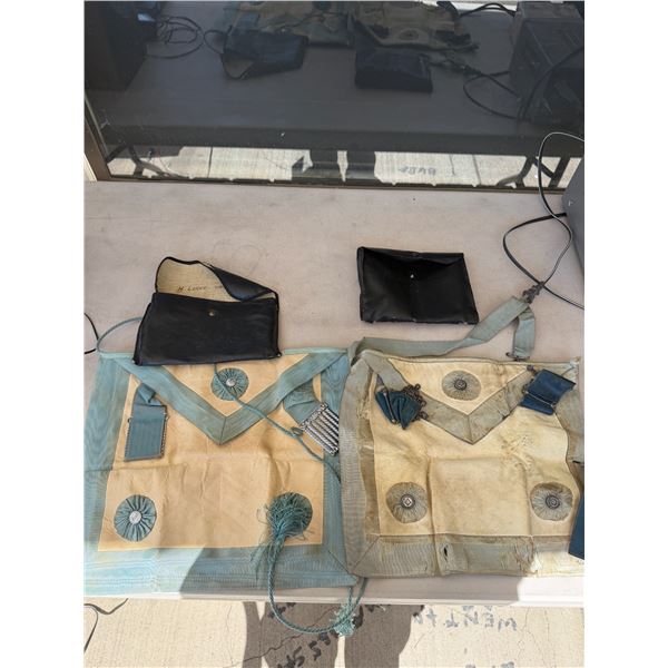 vintage masonic apron, likely made of leather or lambskin.