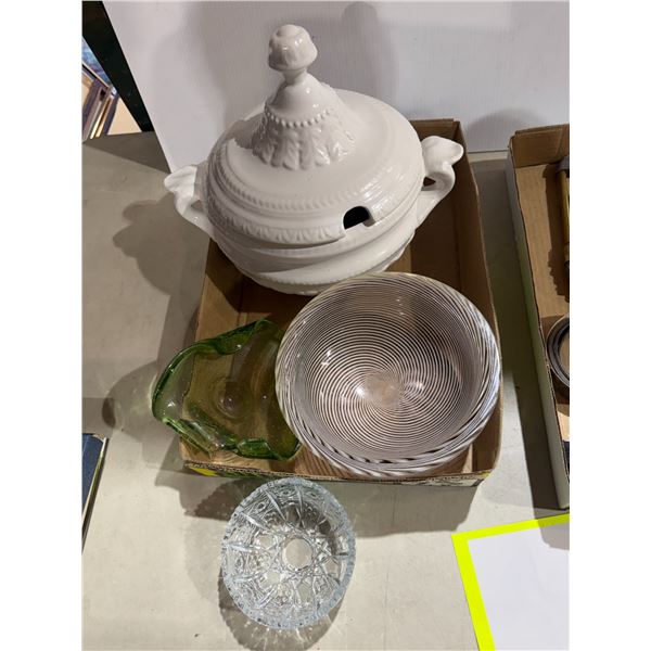 Soup tureen  and other serving dishes chip on bowl See Picture