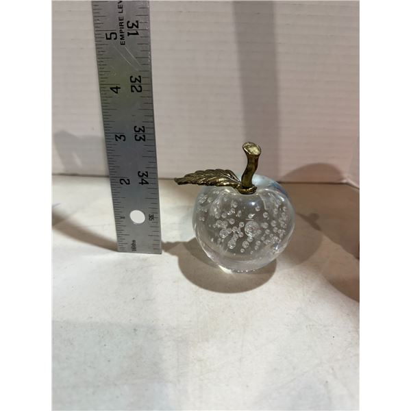 vintage clear art glass apple paperweights