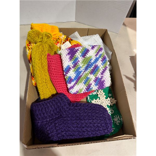 Washcloths, tea, cozy slippers, handmade