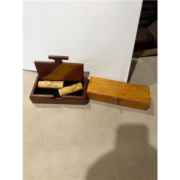 Wood boxes and carved