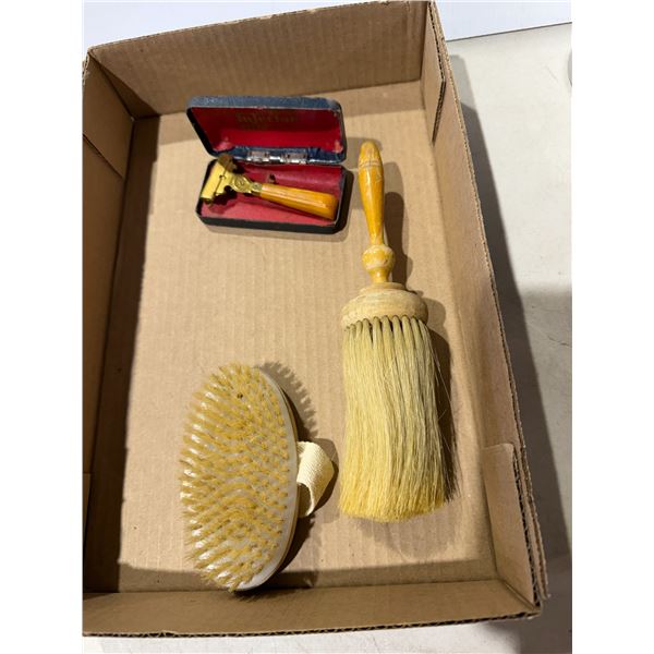 Razor, shaving brush, etc.
