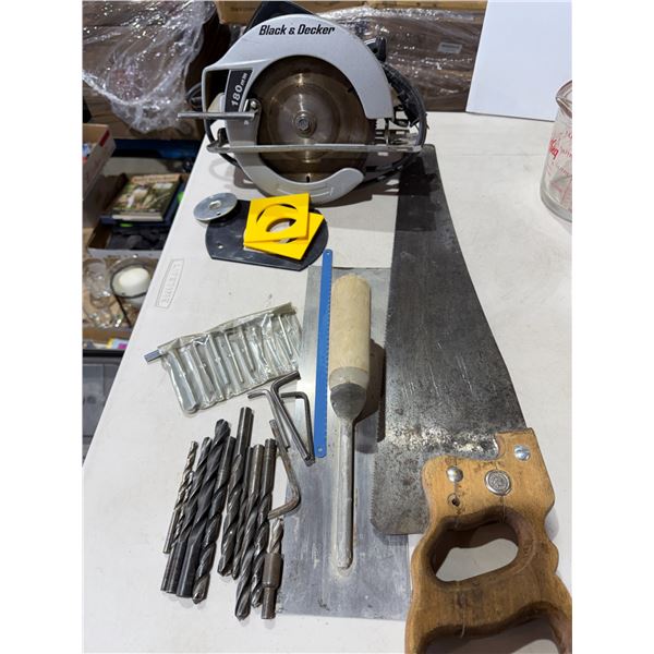 Black & Decker saw and other saws and drill, drillbits, etc.