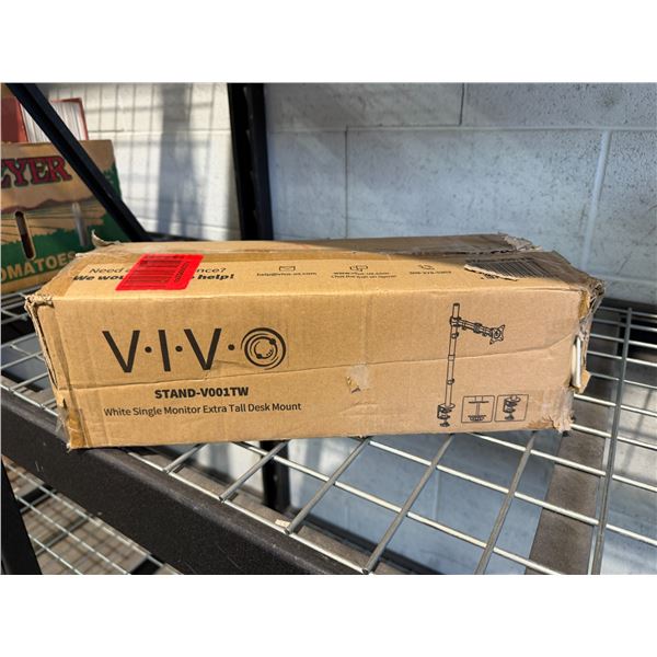 VIVO white single monitor extra tall desk mount