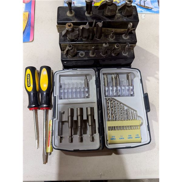 Assorted bits and Stanley screwdrivers