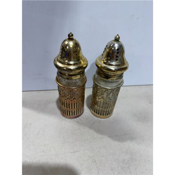 Mikasa Japan Boho Style metal and glass salt and pepper shakers.