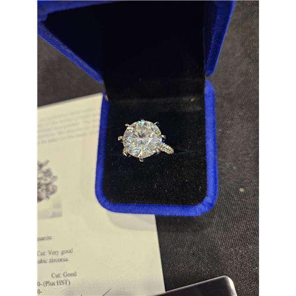 10.00ct moissanite silver ring - Size 6.75