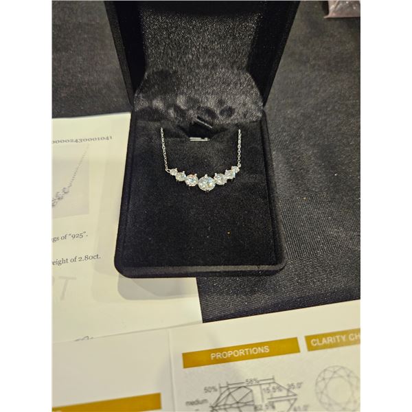 2.80ct moissanite very light blue pendant