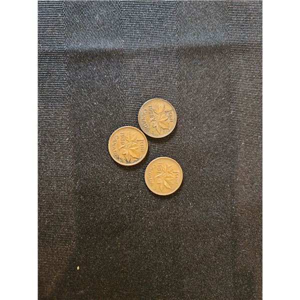 1951, 1952 & 1959 Canada Pennies