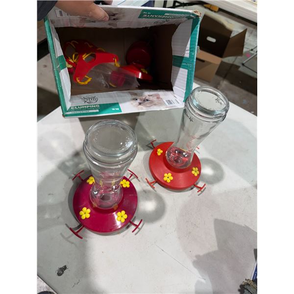 Glass hummingbird feeders