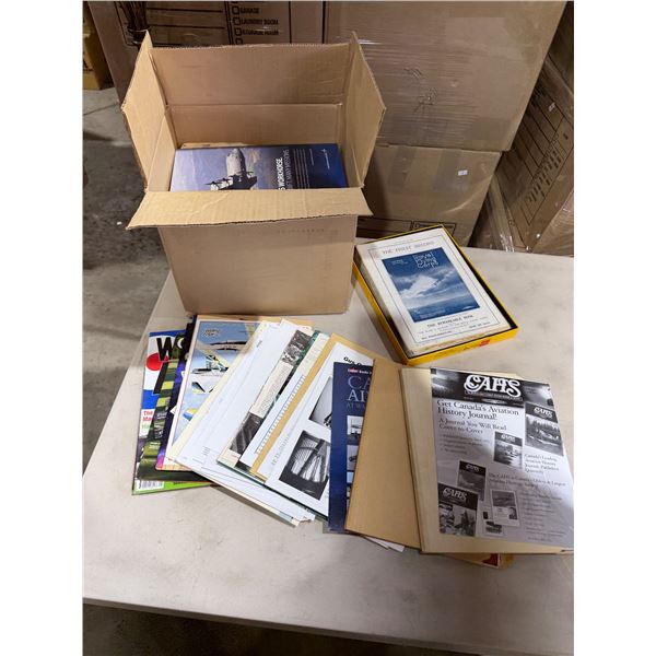 Box of aviation, magazines, and other