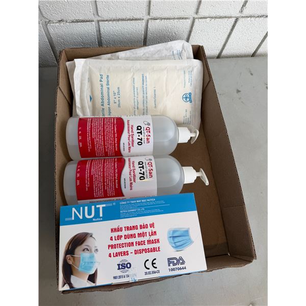 Masks hand sanitizer and abdominal pad