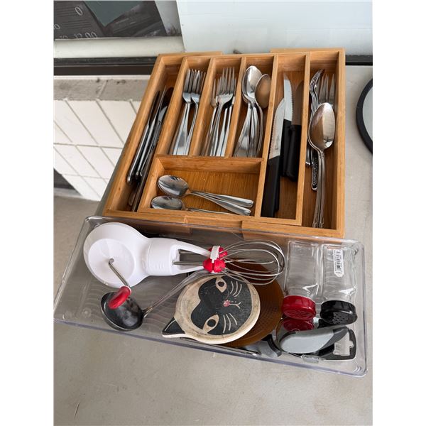 assorted cutlery and kitchen items
