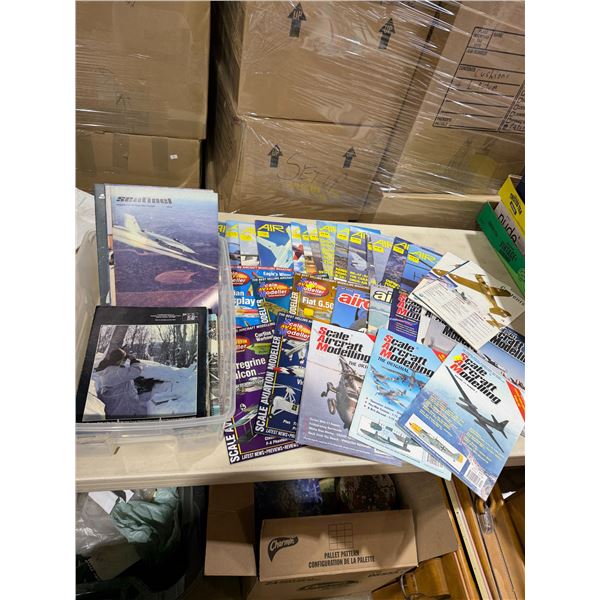 Assorted scale, aircraft, modeling magazines, and other