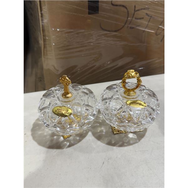 Trinket dishes, 24 carat gold finishing