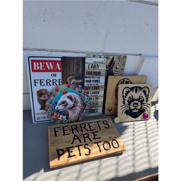 Assorted signs, tin and wood signs
