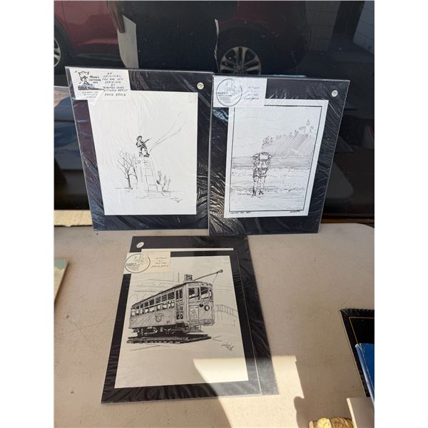 Original pen and ink drawings by David Bruce