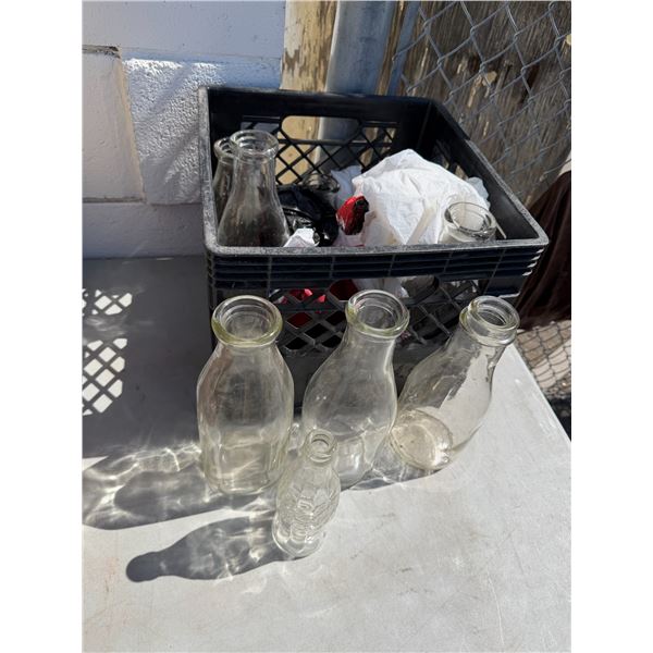 Assorted milk, bottles, etc.