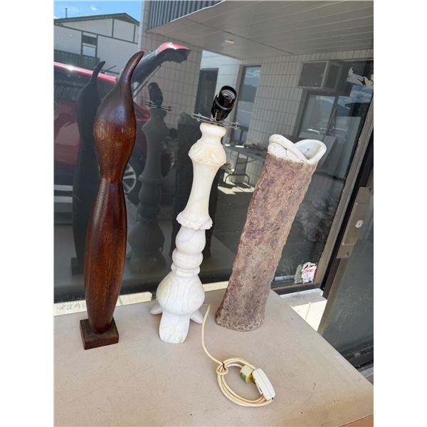 Lamps carved wood item and vase