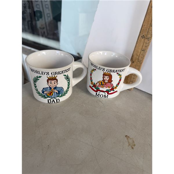 Vintage, coffee, mugs world's greatest mom and dad