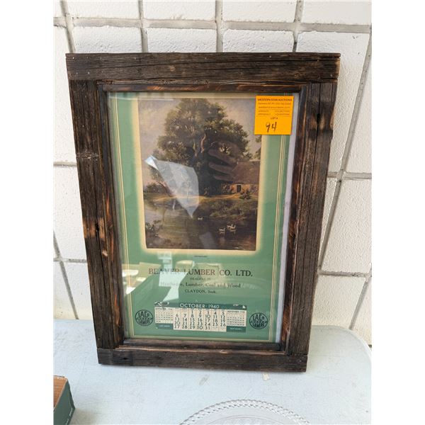 Beaver lumber calendar from 1940s