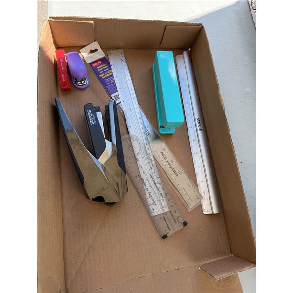 Rulers and stapler small space