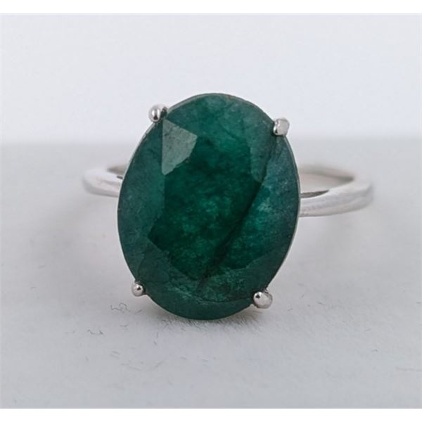 $7,940 Appraisal - 3.1 ct Cert. Silver Emerald gemstone Ring
