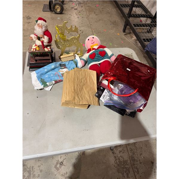 Assorted decor and paper bags, etc.