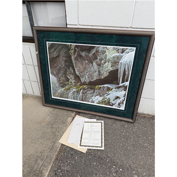Robert Bateman at the Cliff bobcat reproduction print