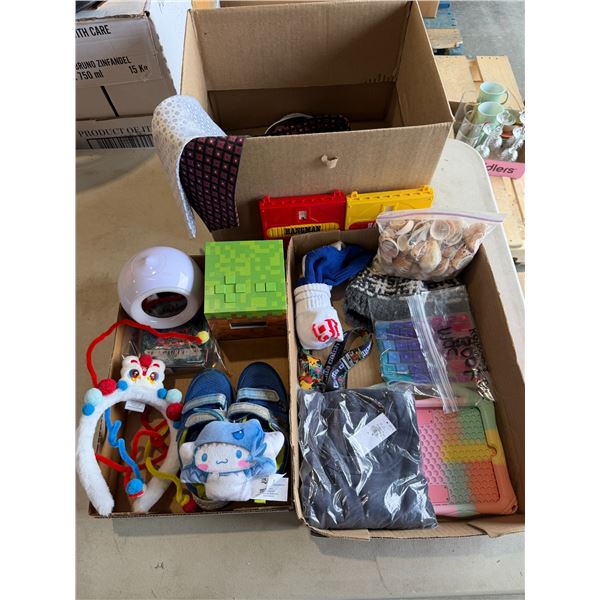 Assorted toys and children's items Shells etc