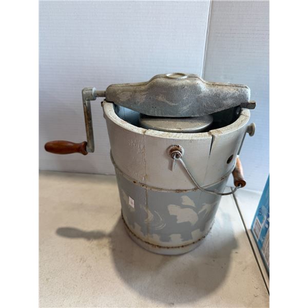 Vintage hand cranked ice cream maker