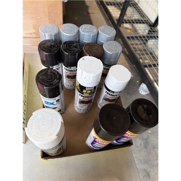 Assorted spray paint and brake cleaner, etc.