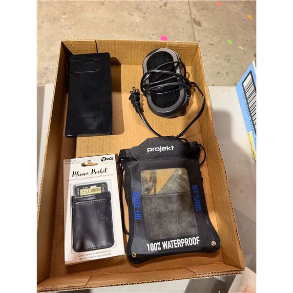 Alarm clock, waterproof case phone pocket, etc.