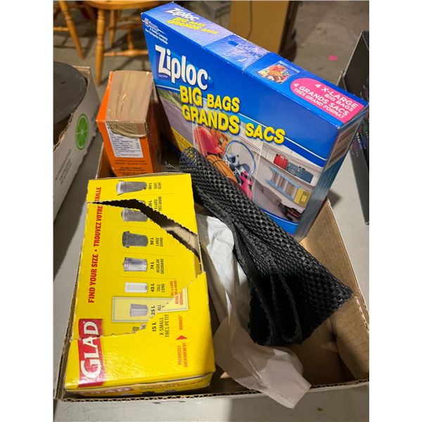 Ziploc bags and glass bags, etc.