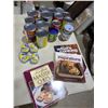 Image 1 : Assorted food and cookbooks