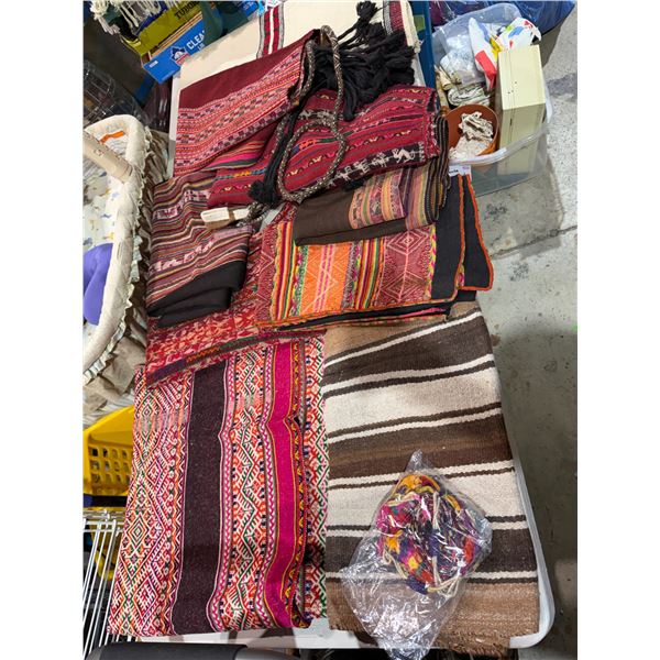 Assorted blankets, mats poncho, etc.