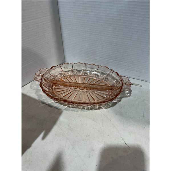Pink depression, glass dish
