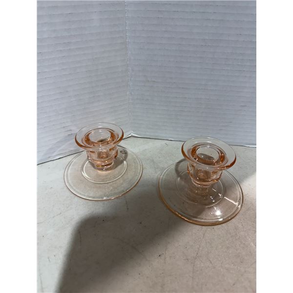 Pink depression, Glass, Candle Holder