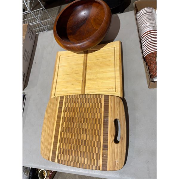 Cutting boards and wood bowl