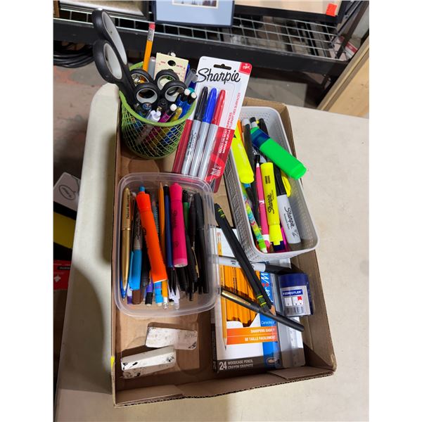 Highlighters markers, pencils, et