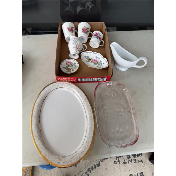 Crown Staffordshire dishes and other dishware and gravy Boat