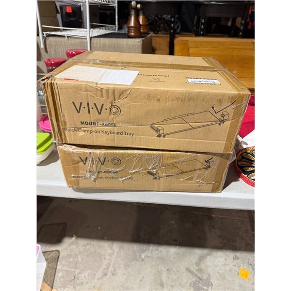 2 VIVO black clamp on keyboard trays