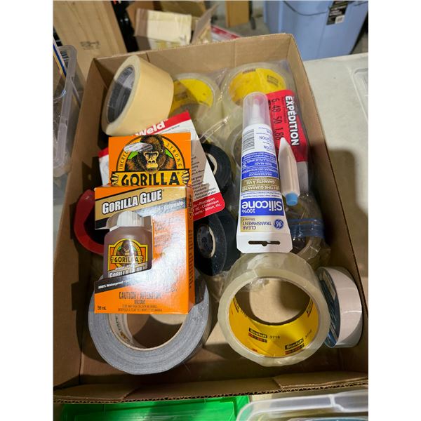Tapes and gorilla glue, etc.