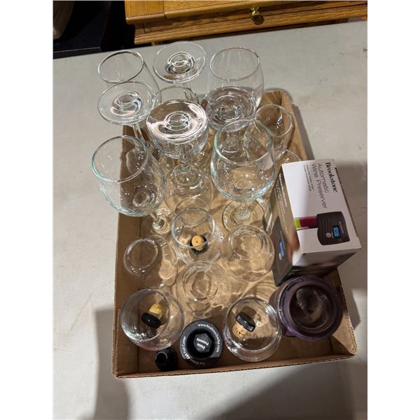 Wine, glasses, and wine preserver